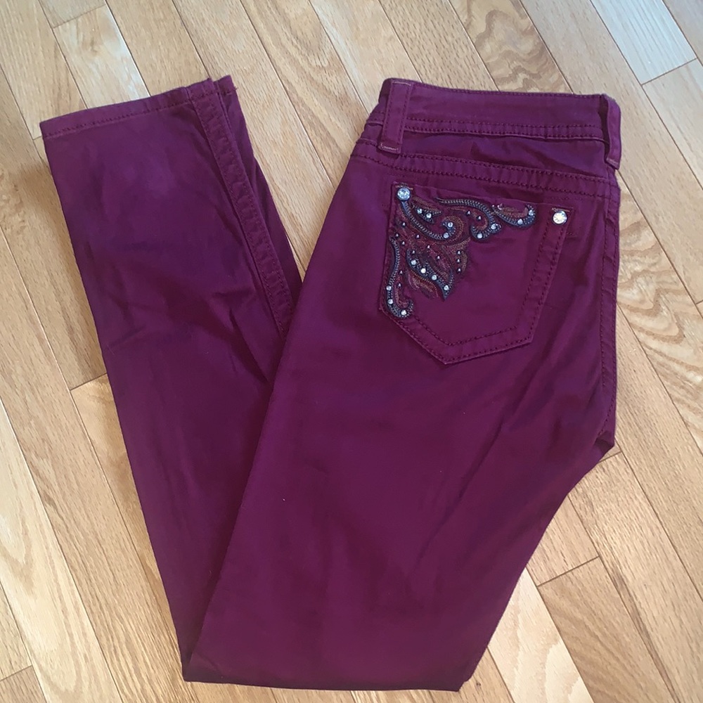 Miss Me Maroon Skinny Jeans